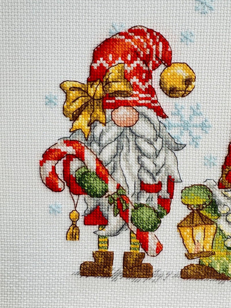 Riolis - Jolly Gnomes 2234, Christmas Cross Stitch Kits 11¾"x8¼, Cross Stitch Kits for Beginners & Advanced, Cross Stitching for Adults, Counted Kits, Embroidery Kit Christmas - Image 4